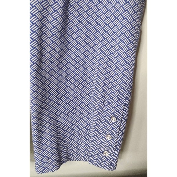 89th & Madison Weave Design Size 6 Pull On Capri Pants Rhinestone Buttons Blue - Picture 5 of 7